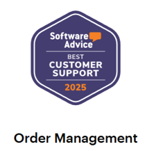 Best Customer Support 2025 badge from SoftwareAdvice for C2W Inventory