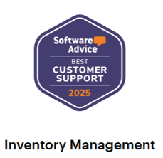 Best Customer Support 2025 badge from SoftwareAdvice for C2W Inventory