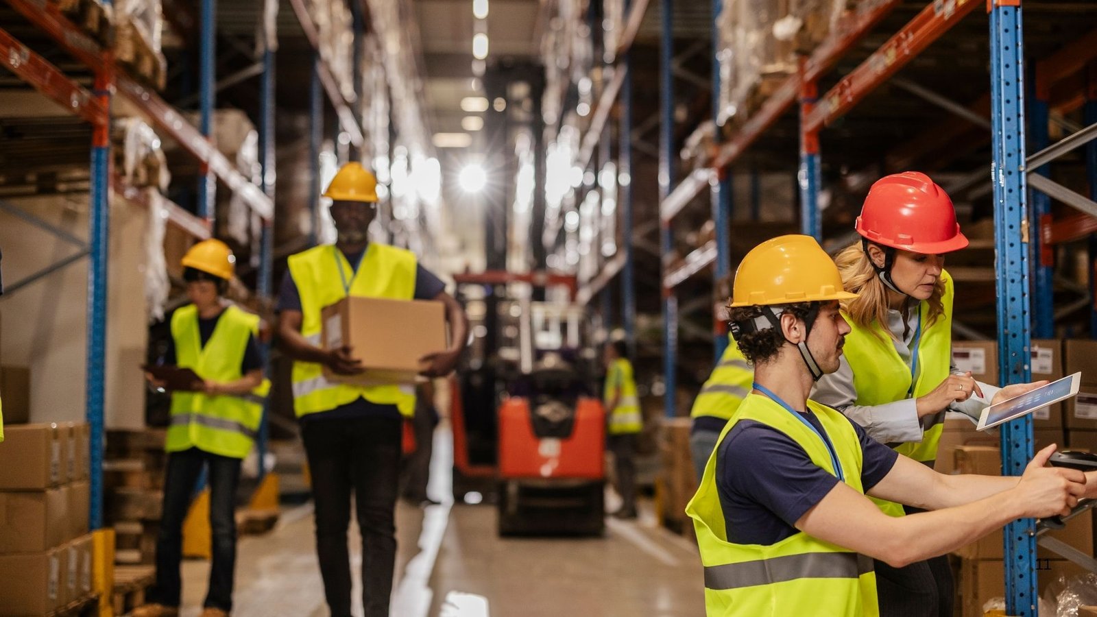 Workers in warehouse doing their inventory for businesses
