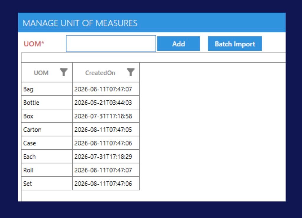 BATCH IMPORT UOM HELP CENTER EDITS BOX Batch Import Units of Measurement
