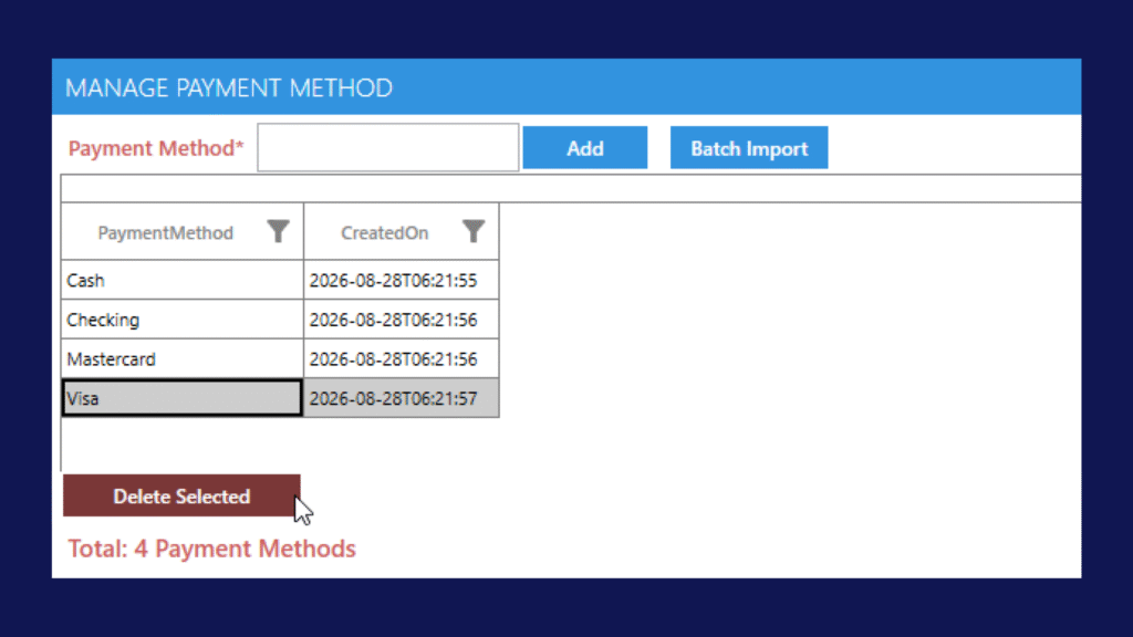 MANAGE PAYMENT METHODS HELP CENTER EDITS BOX Manage Payment Methods