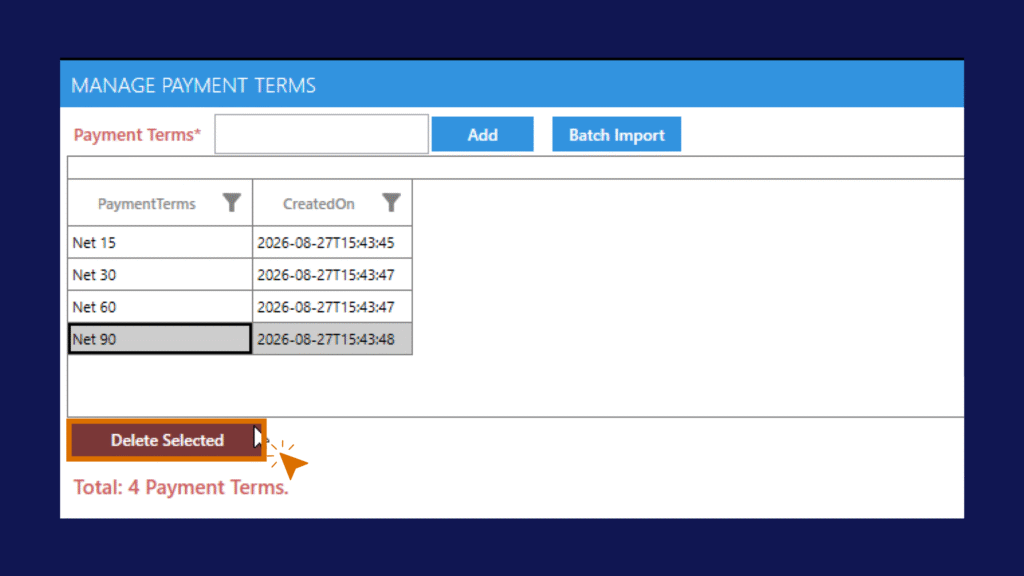 MANAGE PAYMENT TERMS HELP CENTER EDITS BOX Manage Payment Terms
