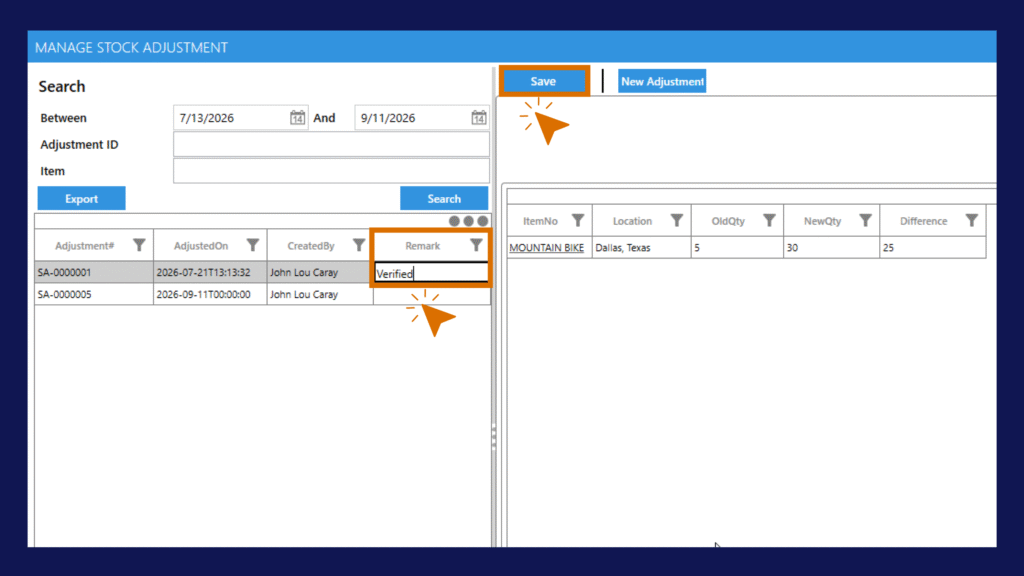 STOCK ADJUSTMENTS 1 2 Manage Stock Adjustments