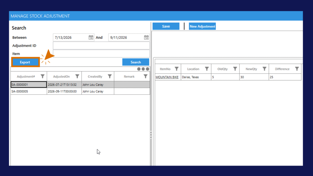 STOCK ADJUSTMENTS 1 3 Manage Stock Adjustments